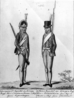 rechts ein Grenadier des Knigin-Leibregiments